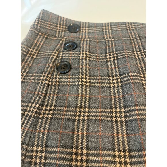 Gap Womens Plaid Mini Skirt With Button Details Size 8 Gray & Beige Wool Blend S - Picture 3 of 9